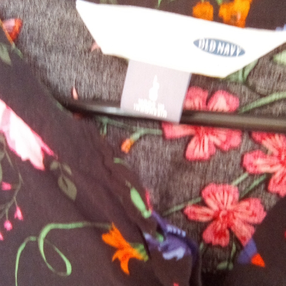 Old Navy Black Floral Button Down Shirt